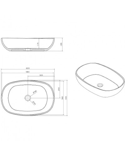 Раковина-чаша Abber Kristall 60 AT2805Aquamarin Бирюзовая