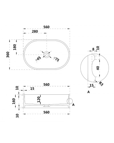 Раковина-чаша Abber Stein 56 AS2650 Белая матовая