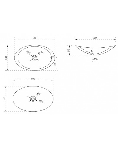 Раковина-чаша Abber Kristall 60 AT2808Opal Коричневая