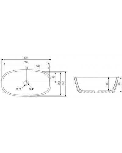 Раковина-чаша Abber Rechteck 61 AC2206MW Белая матовая
