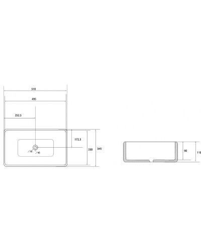 Раковина-чаша Abber Rechteck 51 AC2207MW Белая матовая