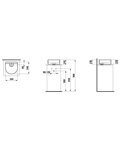 Раковина 34х34 см Laufen Sonar 8.1234.000.0.112.1