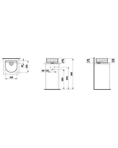 Раковина 34х34 см Laufen Sonar 8.1234.1.000.112.1