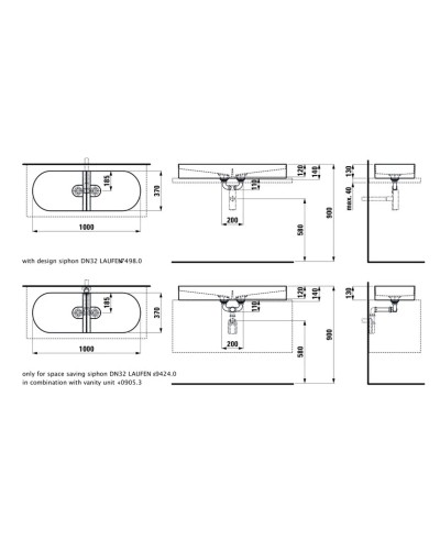 Раковина 100х37 см Laufen Sonar 8.1234.8.000.112.1