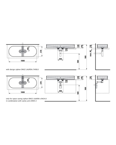 Раковина 100х37 см Laufen Sonar 8.1234.9.000.112.1