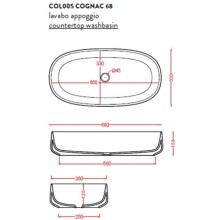 Раковина 68x35 см Artceram Cognac COL005 19 00 ombra bruciata