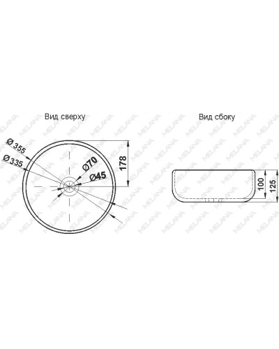 Раковина 35,5х35,5 см Jorno MLN-7078DMB