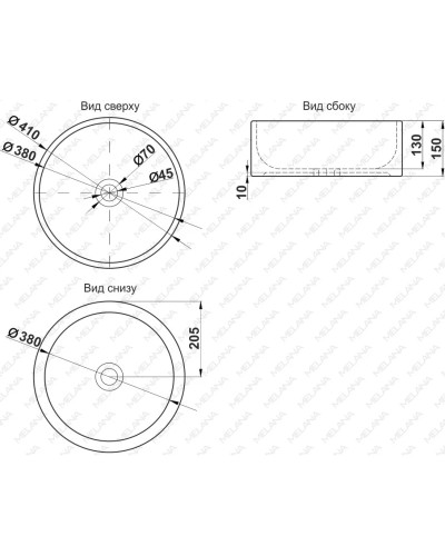 Раковина 41х41 см Jorno MLN-7078CBK-M