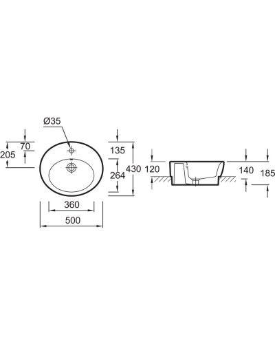 Раковина чаша 50 см Jacob Delafon Ove E1708-00