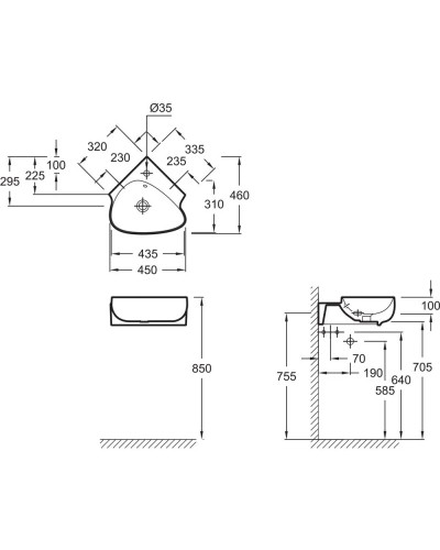 Раковина 45х46 см Jacob Delafon Nouvelle Vague EGL112-00