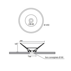 Раковина 45х45 см без декоративной пластины Kerasan Deco Cocktail 480101