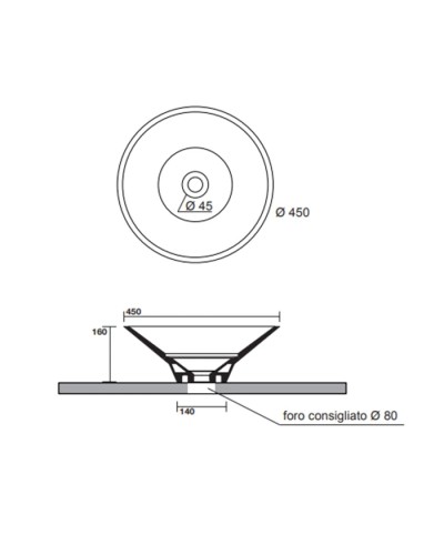 Раковина 45х45 см без декоративной пластины Kerasan Deco Cocktail 480101