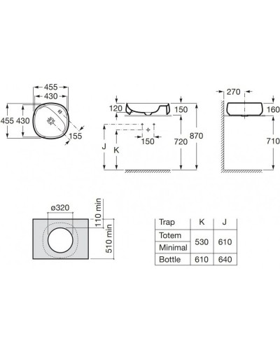 Раковина 45,5x45,5 см Roca Beyond 3270B9000