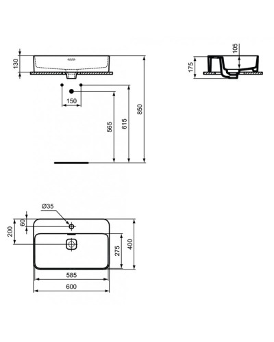 Раковина 60х40 см Ideal Standard Strada II T299801