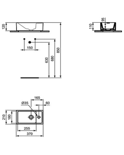 Раковина 37х21 см Ideal Standard Tempo E210901