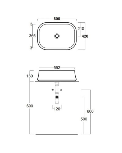 Раковина 60x42 см Simas Sharp SH08 navy matt