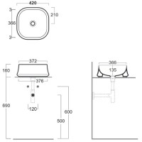 Раковина 42x42 см Simas Sharp SH06 navy matt