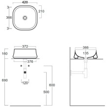 Раковина 42x42 см Simas Sharp SH06 navy matt