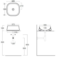 Раковина 42x42 см Simas Sharp SH06 navy matt