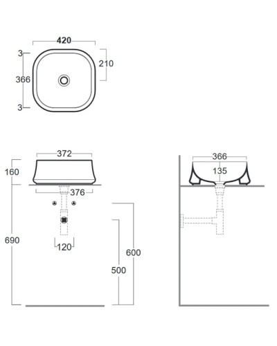 Раковина 42x42 см Simas Sharp SH06 navy matt