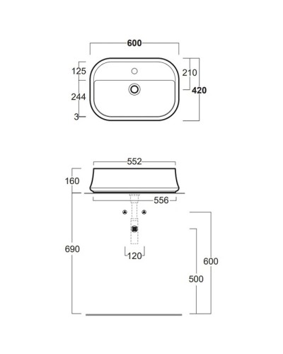 Раковина 60x42 см Simas Sharp SH09BIx1