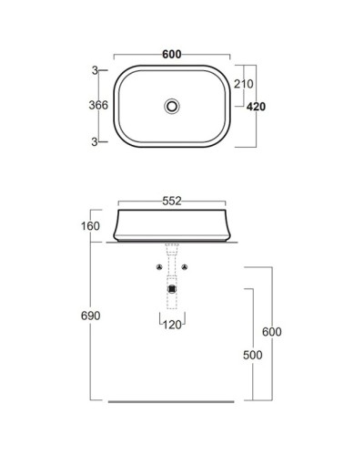 Раковина 60x42 см Simas Sharp SH08bix0
