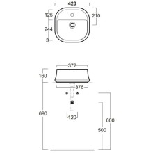 Раковина 42x42 см Simas Sharp SH07bix1