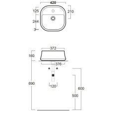 Раковина 42x42 см Simas Sharp SH07bix1