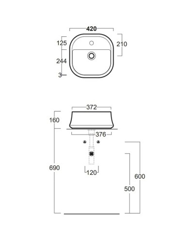 Раковина 42x42 см Simas Sharp SH07bix1
