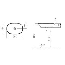 Раковина Vitra Frame 56 5652B403-0016 Белая