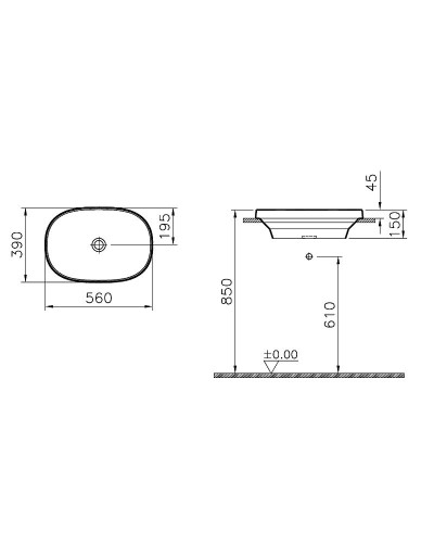 Раковина Vitra Frame 56 5652B403-0016 Белая