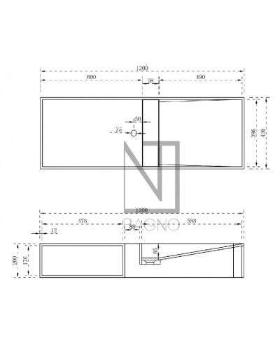 Раковина 120х42 см NT Bagno Cagliari Right NT501