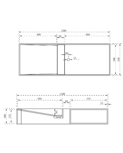 Раковина 120х42 см NT Bagno Cagliari Left NT502