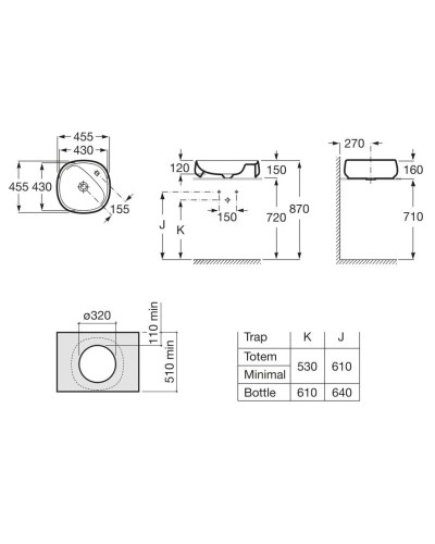 Раковина 45,5x45,5 см Roca Beyond 3270B9640