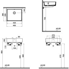 Раковина 45х38,5 см VitrA ArchiPlan 7403B003-0012