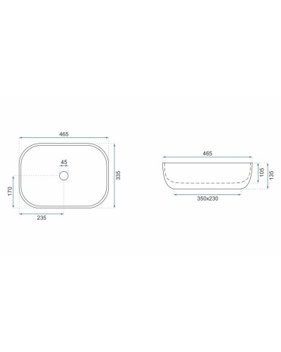 Раковина 46,5х33,5 см Rea Livia REA-U3800