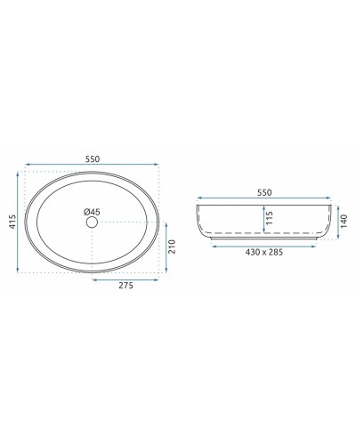 Раковина 55х41,5 см Rea Queen REA-U1232