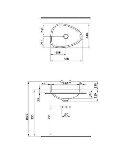 Раковина Bocchi Etna 58 1112-001-0125 Белая глянцевая
