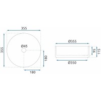 Раковина 35,5х35,5 см Rea Cristal REA-U9670
