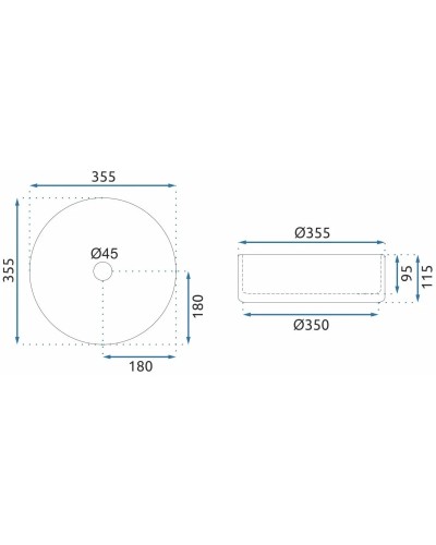 Раковина 35,5х35,5 см Rea Cristal REA-U9670