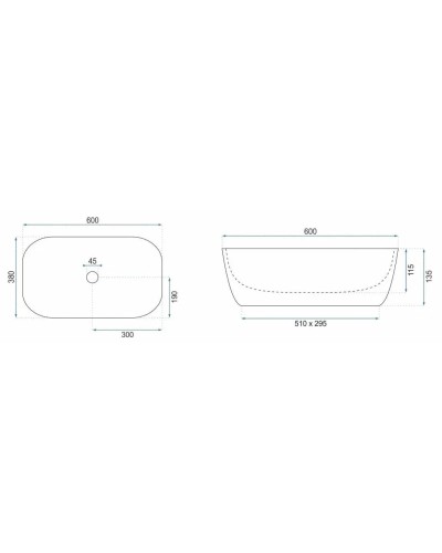 Раковина 60х38 см Rea Jovita REA-U8606