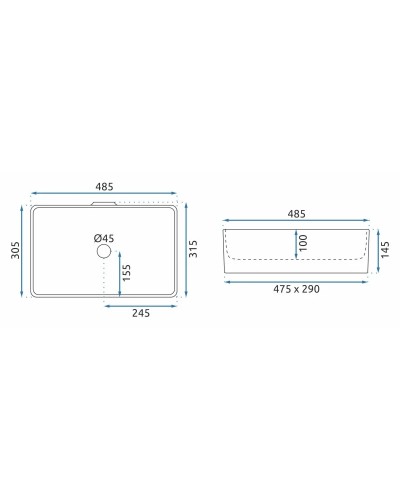 Раковина 48,5х30,5 см Rea Berta REA-U5098