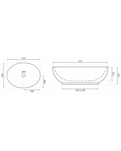 Раковина 51,5х39,5 см Rea Villa REA-U9669