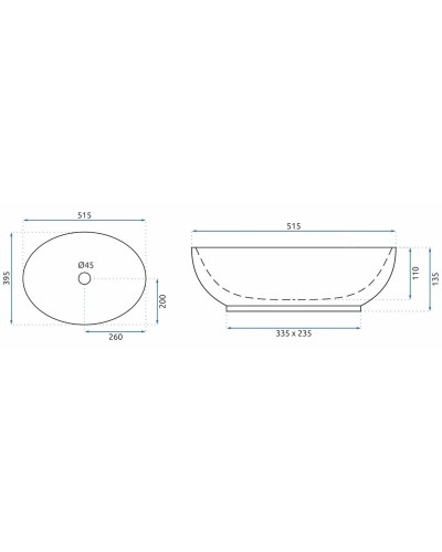 Раковина 51,5х39,5 см Rea Villa REA-U9668