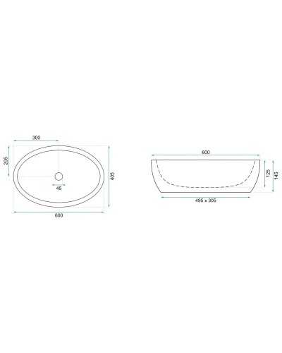 Раковина 60х40,5 см Rea Melania REA-U1050