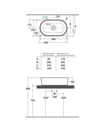 Раковина 60х35 см Globo Forty3 FO061.BI
