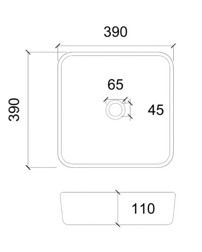 Раковина 39х39 см Abber Glas AK2311B