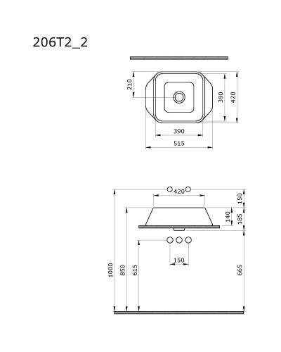 Раковина 51,5х42 см Ambassador Benefit 206T20002