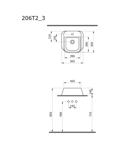 Раковина 50,5х42 см Ambassador Benefit 206T20203