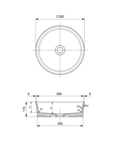 Раковина 38,2х38,2 см Ambassador Conrad 226T20003